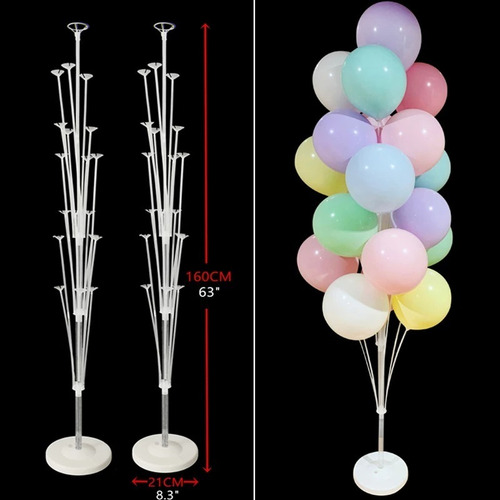 Imagen 2 de 7 de Base Soporte Con 19 Varillas Porta Globos Cotillon 160cm