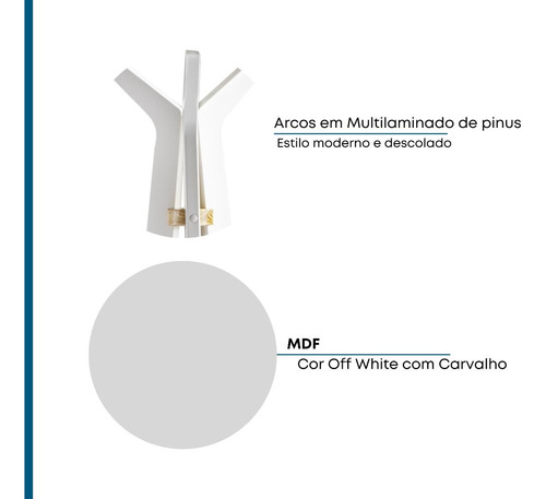 Cabideiro 3 Ganchos E 2 Arcos Mdf Off White Carrossel Happy