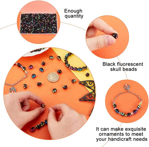 Arricraft 500 Pcs Acrylic Skull Beeds, Calavera De Calavera