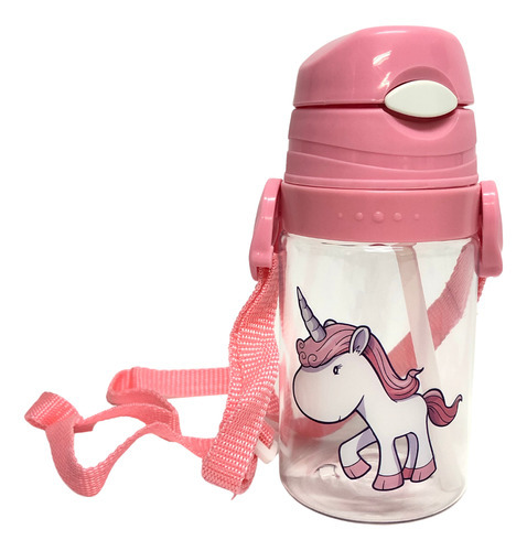 Garrafa Infantil Com Bico De Silicone Tampa Squeeze Retrátil Cor Rosa