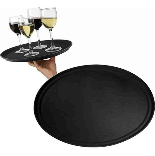 Bandeja De Mozo Antideslizante Reforzado Negro 35 Cm X1 Uni