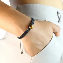 Comprar Pack X4 Pulsera Cuero Serpiente Negro Con Dije Ojo Tigre