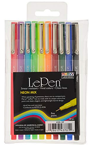 Uchida 10 Piece Suministros Le Pen Neón, Fluorescente Arte M