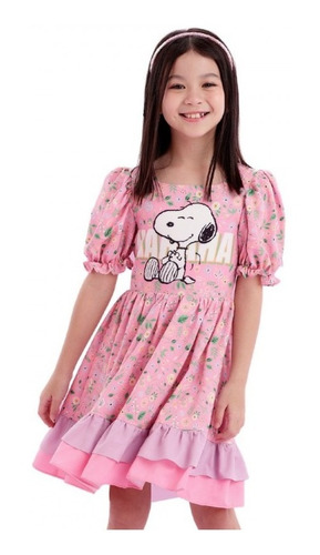 Imagem 1 de 4 de Vestido Petit Cherie Snoopy Rosa Fun Flower Field 21012 