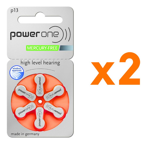 Power One 2 Paquetes C/ 6 Piezas # 13 Pila Auditiva Pr48