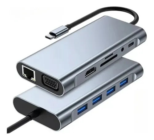 Hub 11 En 1, Tipo C Adaptador Usb C A Hdmi Vga, Ethernet