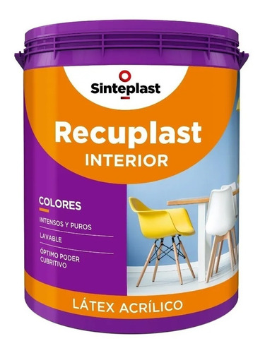Recuplast Interior Pintura Latex Lavable Colores X 4 Lts Un Envio