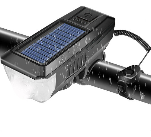 Luz Led Delantera Bicicleta Bocina Recargable Usb Solar