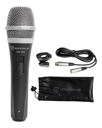 Microfono Vocal Dinamico Rockville  Rmp-xlr Y Cable 3 Metros