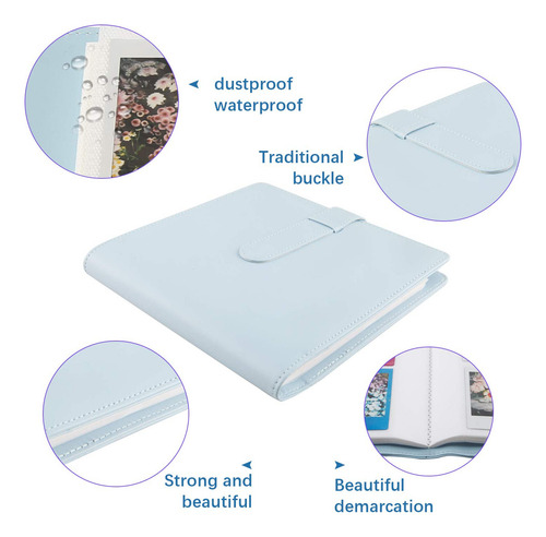 Álbum De Fotos De 256 Bolsillos Para Fotos Polaroid, Compatible Con Cámara Instantánea Fujifilm Instax Mini Evo Liplay 11 90 70 50s 40 26 25 9 8+ 8 7s / Impresora Mini Link Sp-1 (azul Hielo)