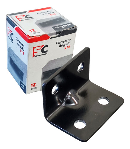 Caja X 12 Conectores Angulo Negro 42 X 30 X 30mm Modelo 514