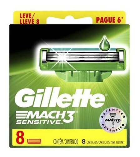 Refil Gillette Mach3 Sensitive Com 08 Cartuchos
