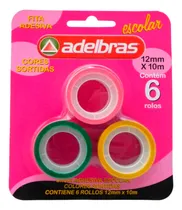Comprar Cintas Adhesivas Colores Varios 6 Rollos 12mmx10mts Adelbras