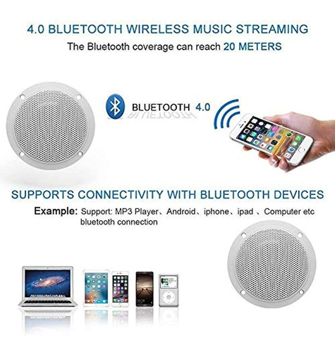 Herdio Altavoces De Techo Bluetooth Marinos Impermeables De