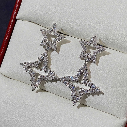 Para Pendientes Con Forma De Estrella De Circonio