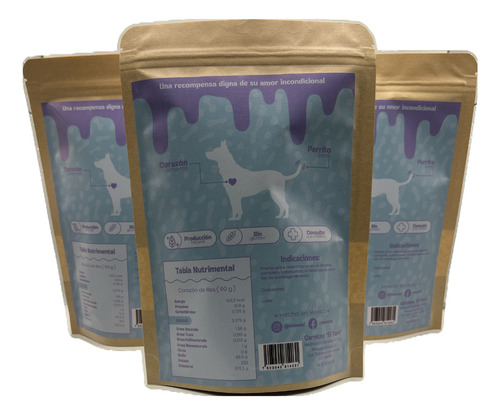 Woowlaf Snacks 3 Pack Corazón De Res Deshidratado