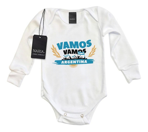 Body Bebe Manga Larga Argentina Campeon Dibujo Logo - Ar4