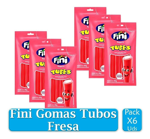 Fini Gomas Tubos Fresa  Bolsa 80gr X 6 Uds