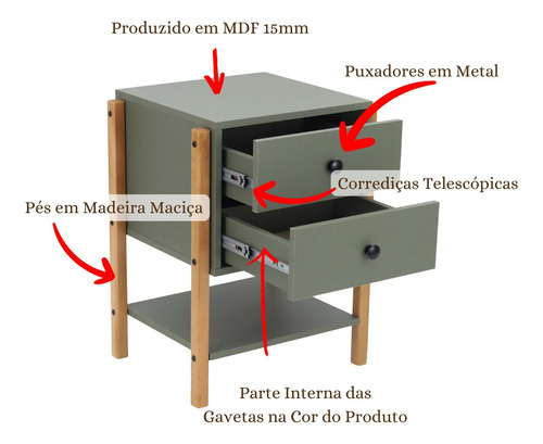 Mesa De Cabeceira Magali Cômoda 100% Mdf - Cores