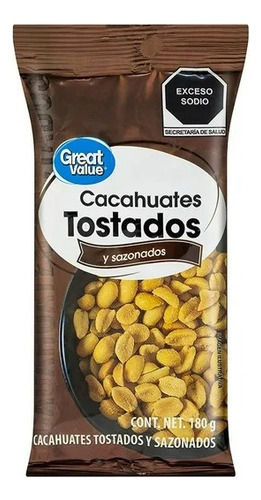 Cacahuates Great Value Tostados Y Sazonados 180 G