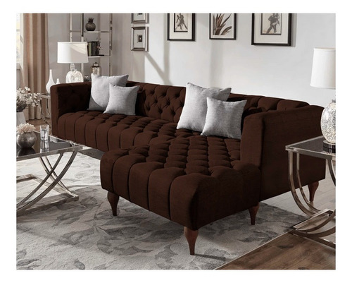 Sala Tariq Suede Chocolate Izquierda 2pz Pieza Mueble Sillon