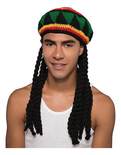 Peluca Rasta Con Gorra Para Accesorio De Disfraz De Cosplay