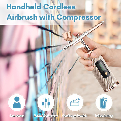 Kit De Aerógrafo Portátil Con Compresor De Aire Inalámbrico