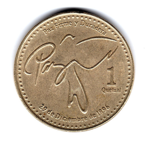 Guatemala Moneda 1 Quetzal Año 2001 Km#284 Paz