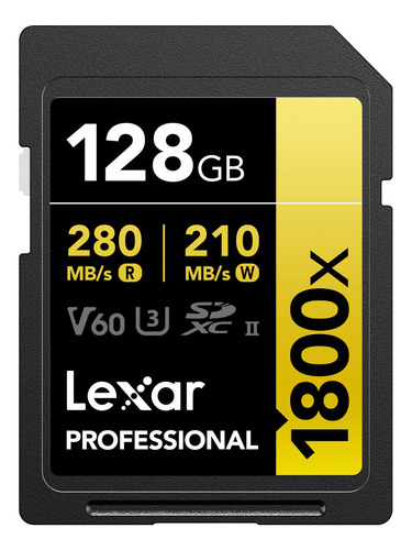 Tarjeta SDXC Lexar Gold 4k 1800 x 280 MB/s UHS-II V60 U3 128 GB