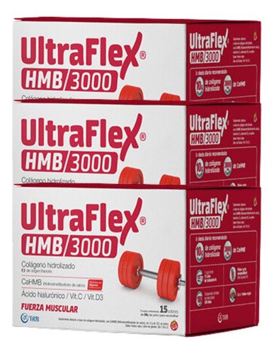 Combo X3 Ultraflex Hmb/3000 Fuerza Muscular 15 Sobres