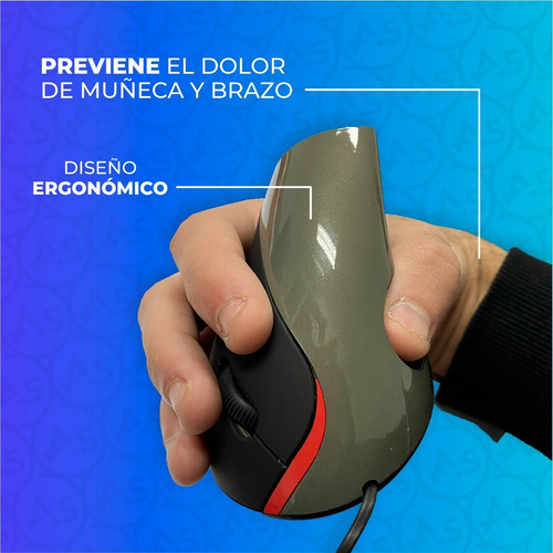 Imagen 5 de 10 de Mouse Óptico Ergonómico Vertical D2 Usb Oficina Gamer Diseño