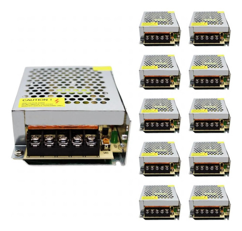 Kit 10 Fonte Chaveada 12v 5a Colmeia Bivolt 60w 5 Bornes