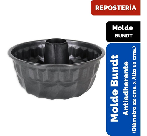 Molde Bundt Antiadherente 22cms De Diámetro X 10cms De Alto