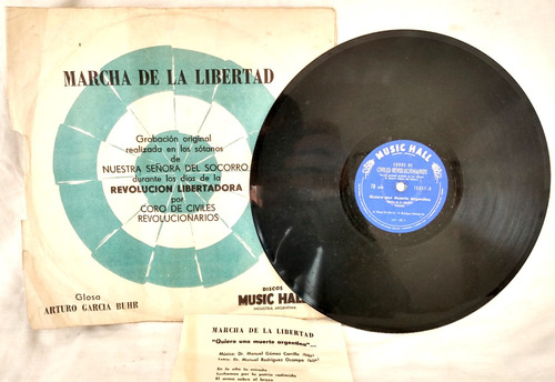Marcha De La Libertad 1955 C/tapa Disco Pasta 78rpm No Envío
