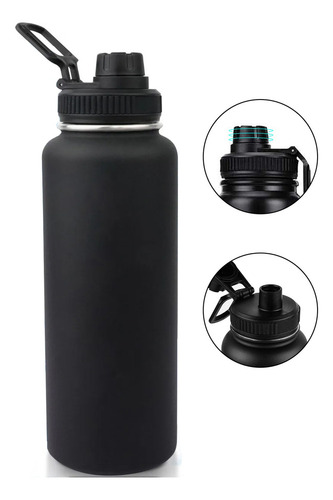 Garrafa Térmica 1200ml Bebidas Quentes E Frias Portátil Lsolamento De Aço Inoxidável 304 Térmico Antiderrapante Cor Preto