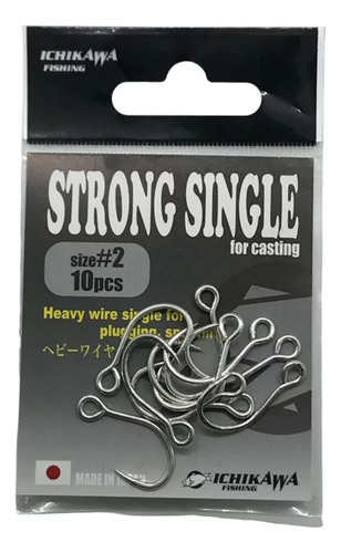 Anzol Para Pesca Ichikawa Strong Single Nº02 Com 10 Unidades