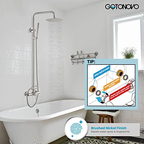 Juegos De Grifos Para Ducha Exterior Gotonovo, Níquel Cepill