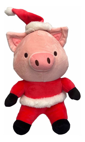 Cerdo Rosa Traje Santa Claus Navidad Ultrasuave 25cm Miniso