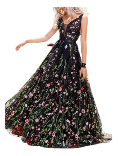 Vestido De Noche Elegante Y Romántico Estampado De Flores