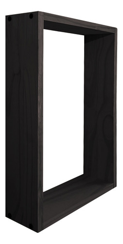 Estante Cuadro Colgante 43x30 Moderno Madera Maciza Sajo Color Negro