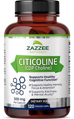 Zazzee Citicoline (cdp Choline) Citicolina 300mg 120 Cáps