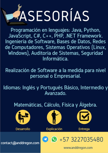 Imagen 1 de 3 de Asesorías En Trabajos De Ing.sistemas, Idiomas, Matematicas.