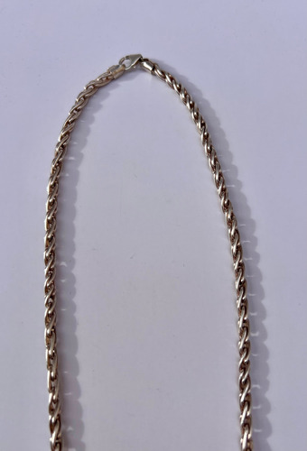 Collar En Plata 925 Con Incrustaciones En Oro 49 Cm #0163 Plateado (Usado)