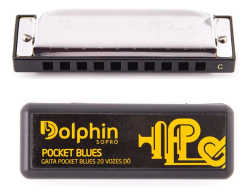 Gaita Profissional Dolphin Pocket Blues Em Dó 10 Furos