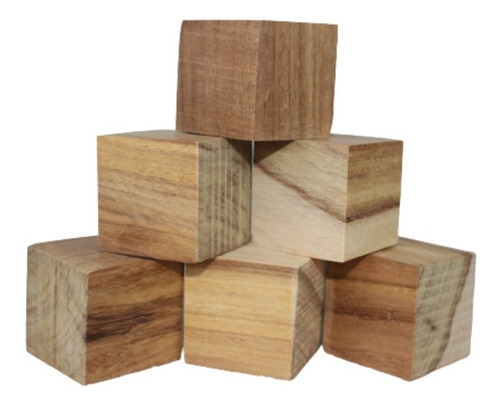 9 Cubos Bloques De Madera Maciza   3,5 X 3,5 Cm  