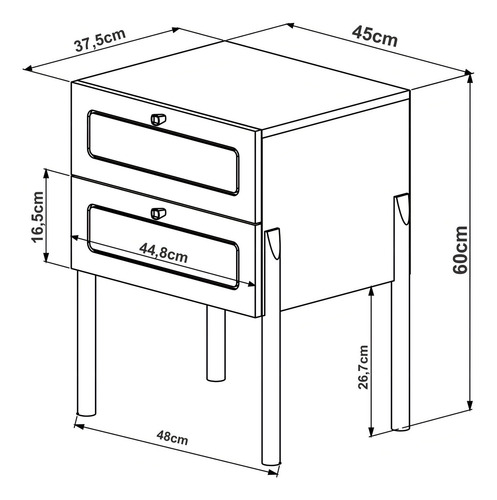 Mesa De Cabeceira 2 Gavetas Palhinha Pé Madeira Oslo Hcwt