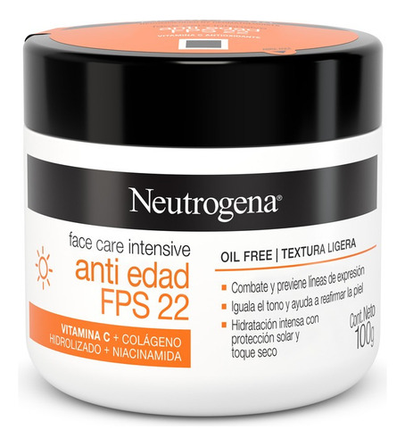 Crema Antiedad Neutrogena Face Care Intensive Antiedad Fps22