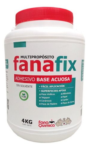 Adhesivo Base Acuosa Alfombra Piso Vinilico Fanafix 4 Kg