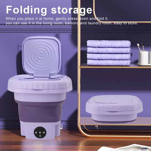 Mini Lavadora Portatil En Cubeta Plegable Con Centrifugado