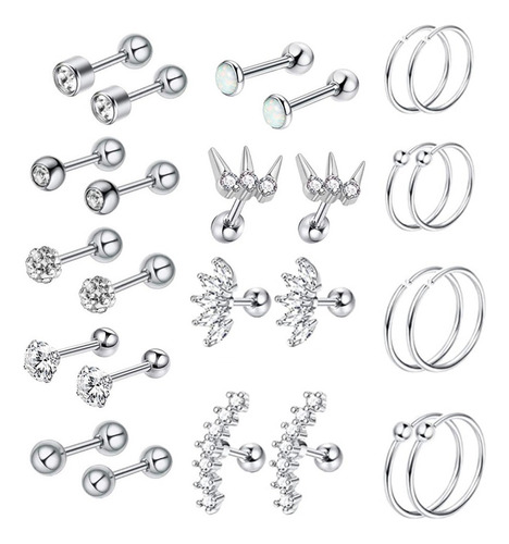 13 Pares De Aretes De 16g, 8 Mm, 6 Mm, Barra Tragus Para